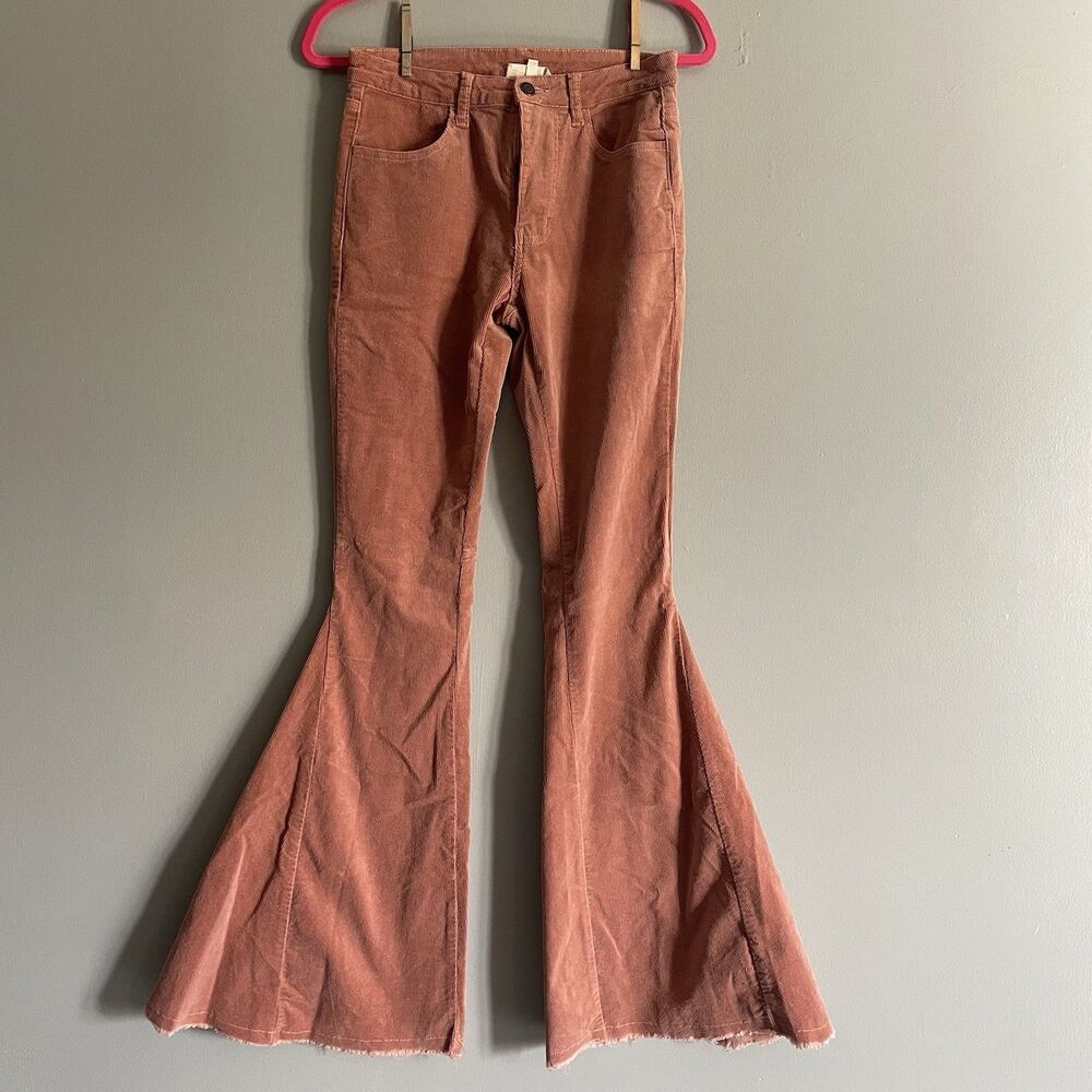 Women’s Altar’d State Pants Small Ultra Flare Cotton/spandex Pink 27x34”